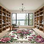 Romantic Blush Pink Rose Bouquet Rug