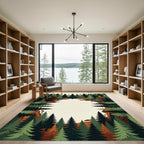 Evergreen Forest Snowy Woodland Landscape Rug
