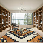 Terracotta Geometric Step Pyramid Abstract Rug