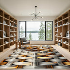Metallic Gold and Silver Interwoven Cube Rug