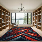 Electric Red Geometric Cyber Energy Rug