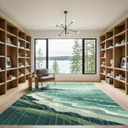 Coastal Sage Green Serene Seascape Landscape Rug