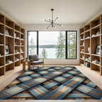 Woven Blue and Tan Plaid Rug