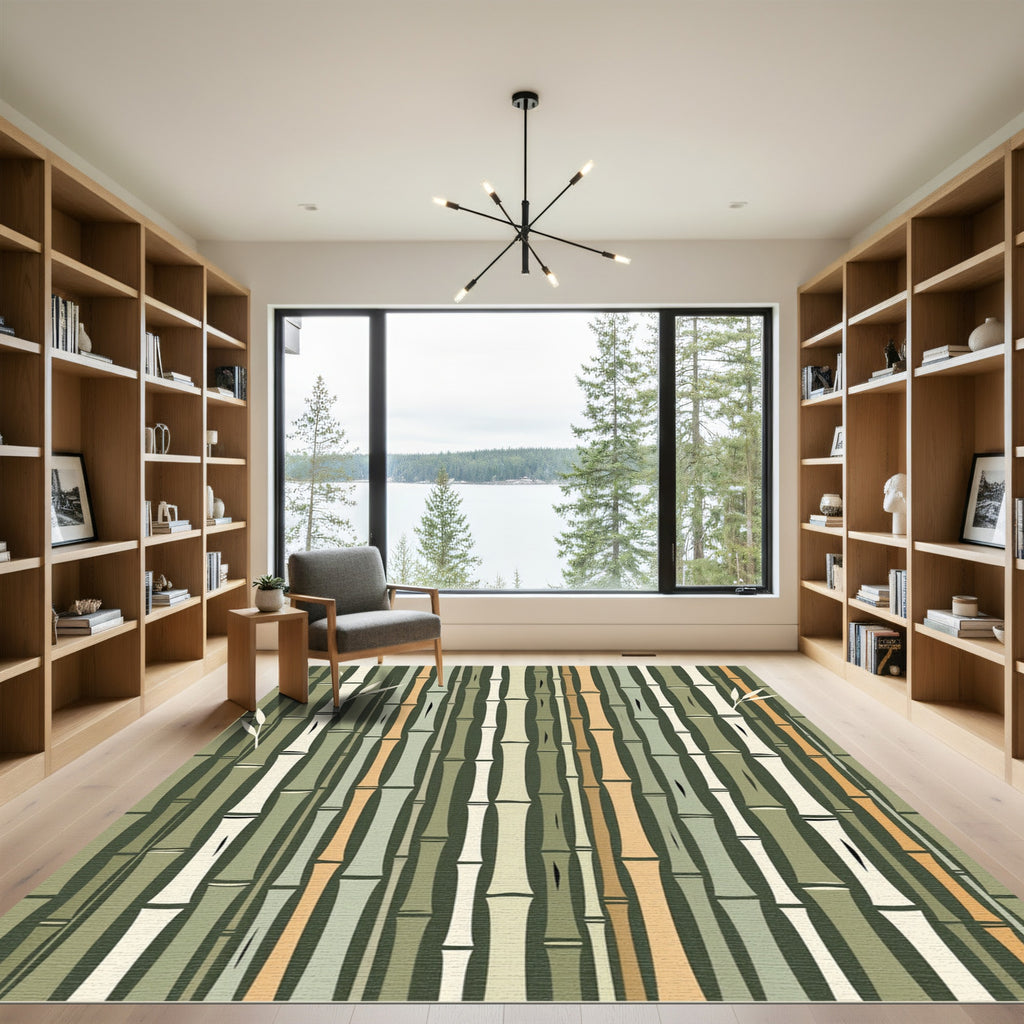 Earthy Multi-Tone Vertical Bamboo Forest Rug