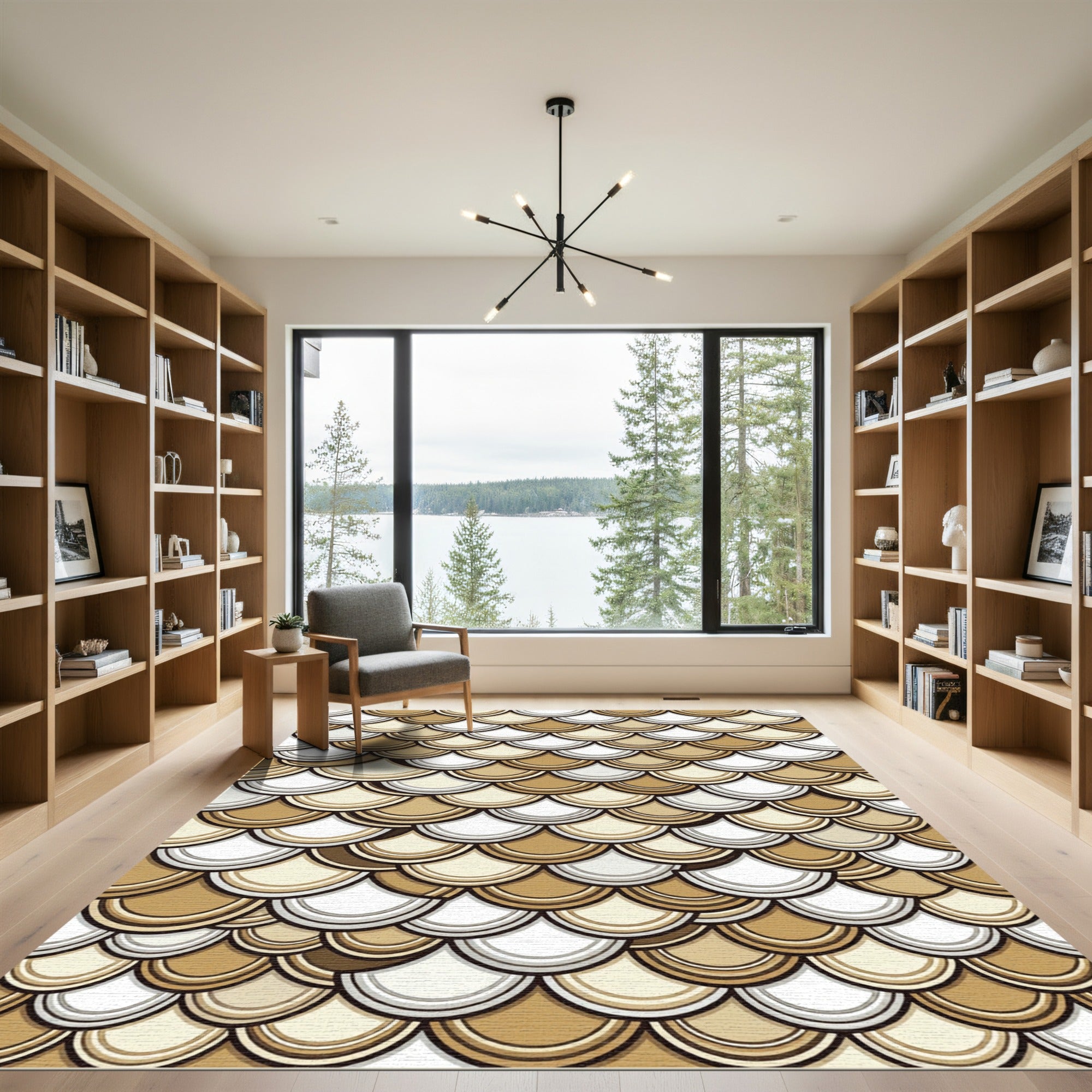 Golden Tan Scales Pattern Rug