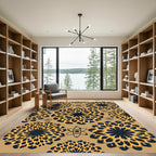 Golden Leopard Bloom Atomic Round Rug