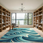 Dynamic Deep Sea Blue Wave Abstract Rug