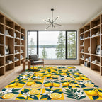 Sunny Citrus Lemon Branch Tile Rug