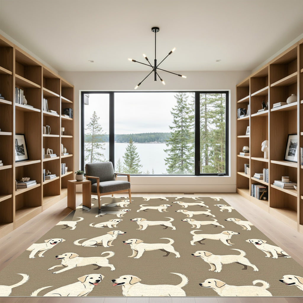 Cream Labrador Retriever Repeating Animal Motif Rug