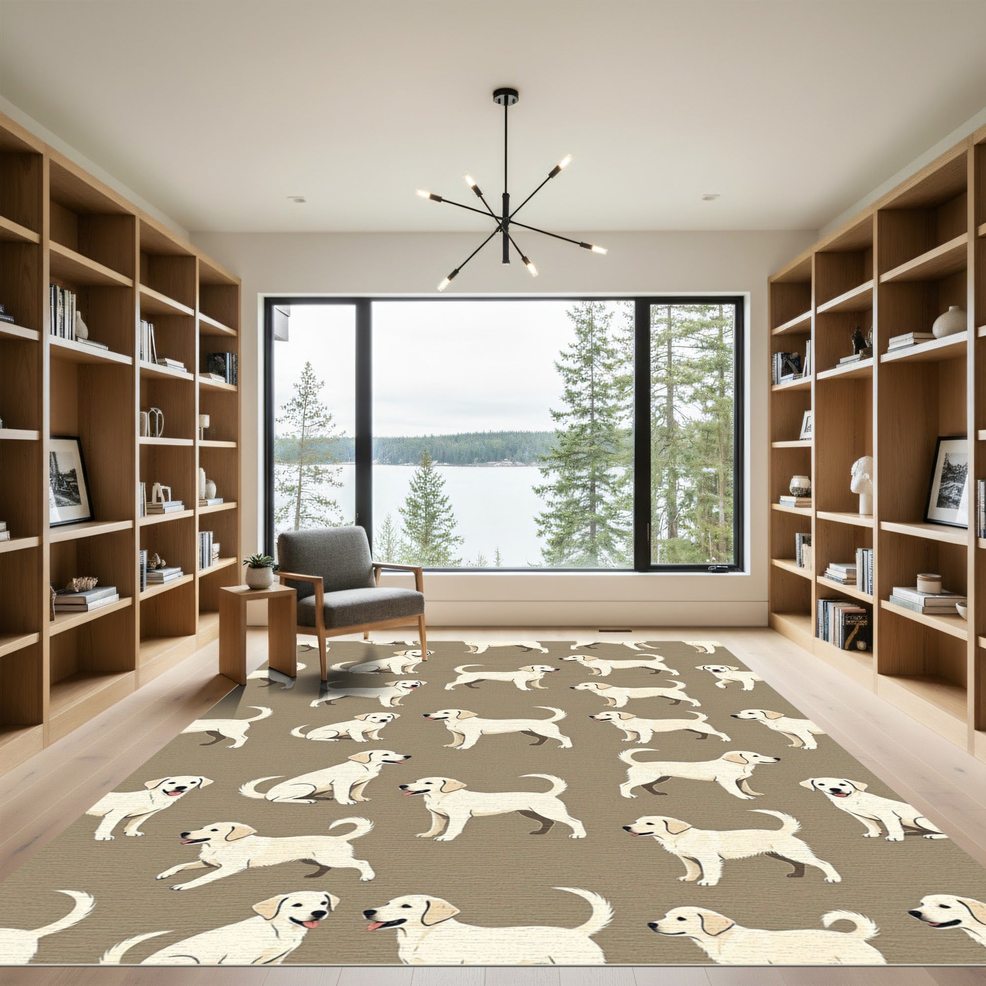 Cream Labrador Retriever Repeating Animal Motif Rug