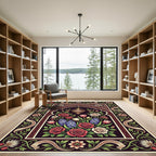 Ornate Floral Arch with Golden Lantern Rug