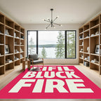 Cream Bold Typographic Red Rug