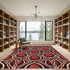 Crimson Cabochon Linked Arabesque Rug