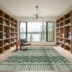 Green Bamboo Weave Stripe Rug