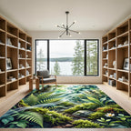 Lush Forest Ferns Watercolor Flow Rug