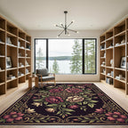 Elegant Dark Floral Bloom Medallion Rug