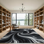 Monochrome Swirling Marble Agate Rug