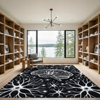 Glow Brain Neurons Black Composition Rug