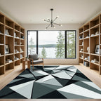 Monochrome Geometric Abstract Angular Facet Rug