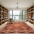 Antique Copper Damask Scroll Lace Rug