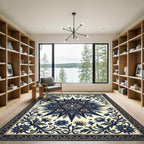 Midnight Navy Floral Celestial Star Rug