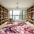 Ethereal Burgundy Alcohol Ink Abstract Wave Rug