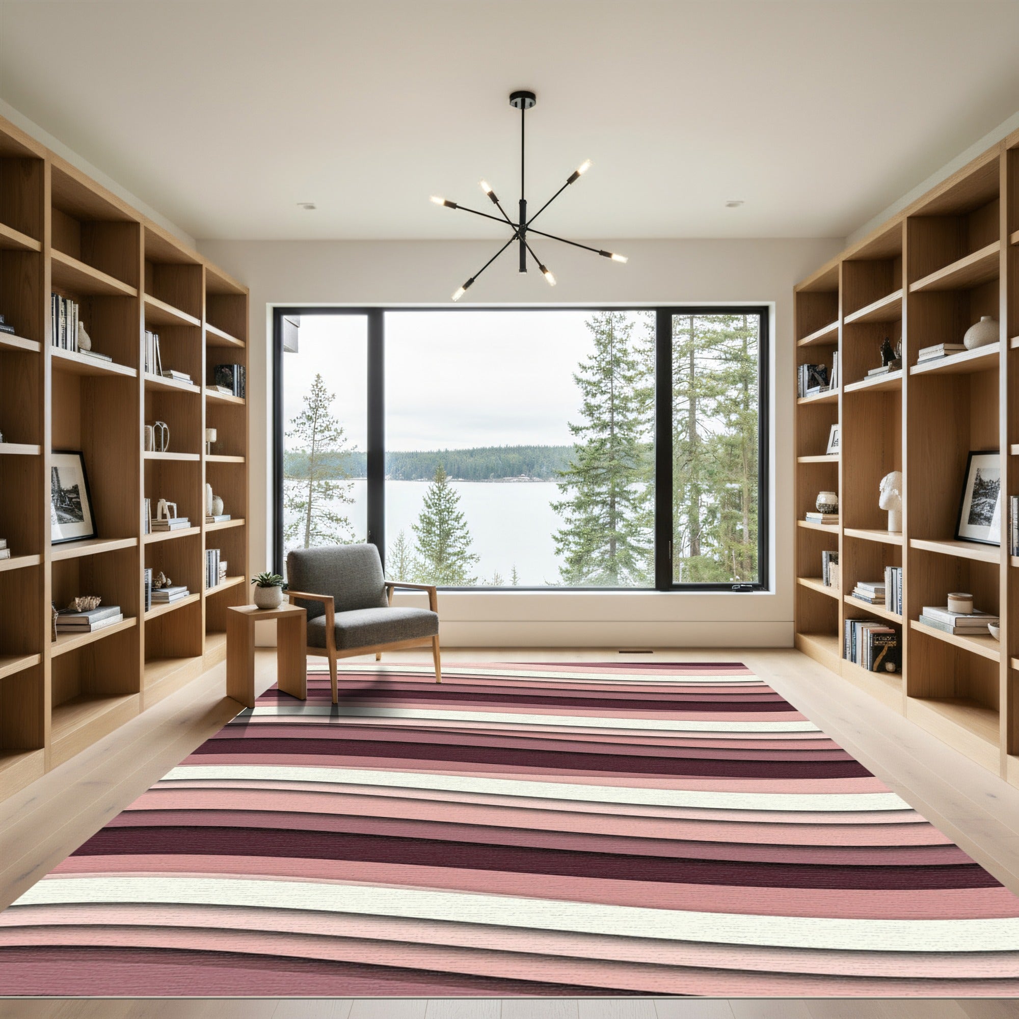 Mauve Pink Layered Wave Rug