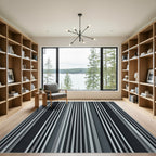 Modern Charcoal Gray Stripe Rug