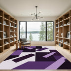 Modern Purple Geometric Rectangular Abstract Rug