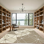 Geometric Neutral Tone Starburst Net Rug