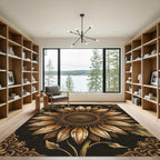 Gilded Sunflower Baroque Sepia Art Rug
