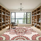 Blush Pink Scalloped Shell Medallion Rug