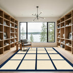 Navy Grid Windowpane Minimalist Frame Rug