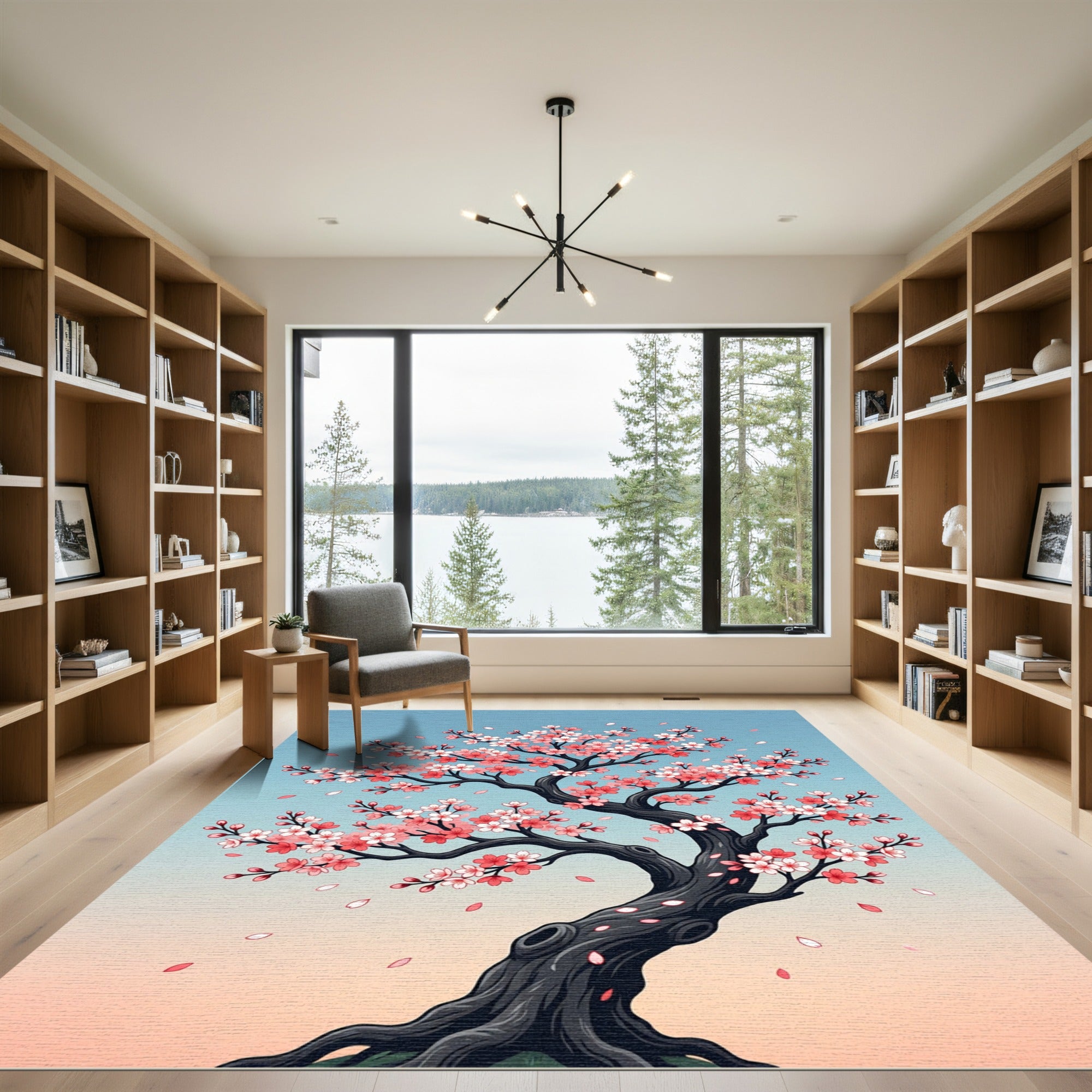 Elegant Pink Cherry Blossom Tree Rug