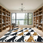 Repeating Golden and Black Sitting Dog Rug
