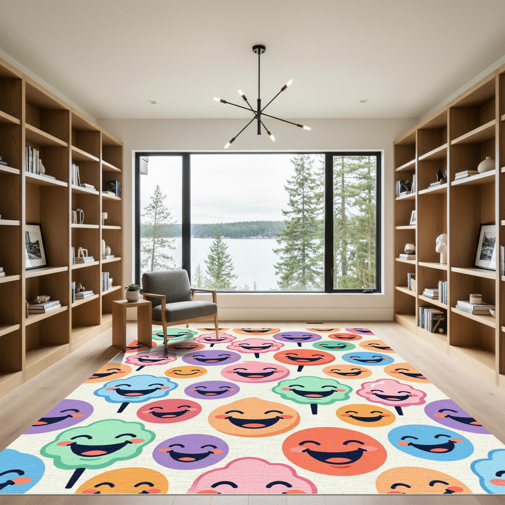 Cheerful Pastel Candy Emoji Seamless Art Rug