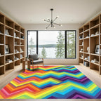 Vibrant Colorful Zigzag Abstract Geometric Rug