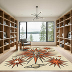 Mid-Century Orange Atomic Starburst Rug