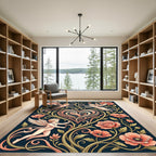 Coral Cherub Floral Heart Swirls Rug