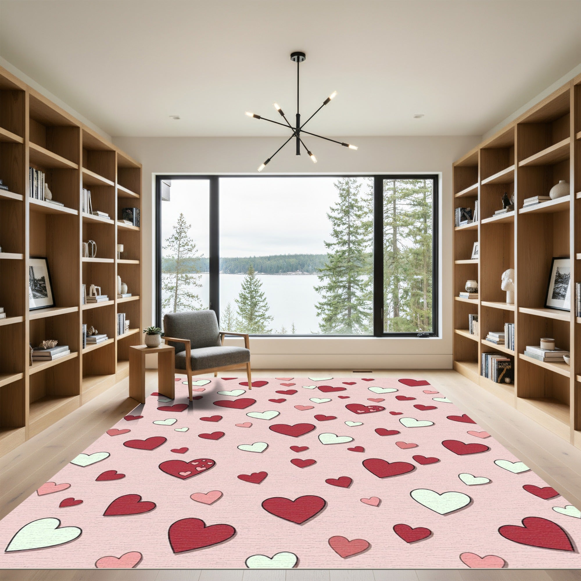 Pink Heart Scatter Composition Rug