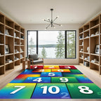 Vibrant Colorful Numerical Grid Artwork Rug