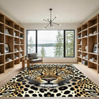 Golden Leopard Face Spotted Accents Rug