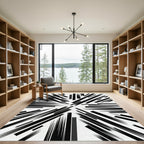 Modern Monochrome Abstract Sharp Linear Rug