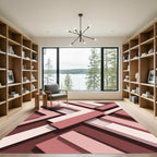 Modern Geometric Rose Gold Layered Blocks Rug