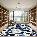 Abstract Navy Ink Brush Stroke Rug