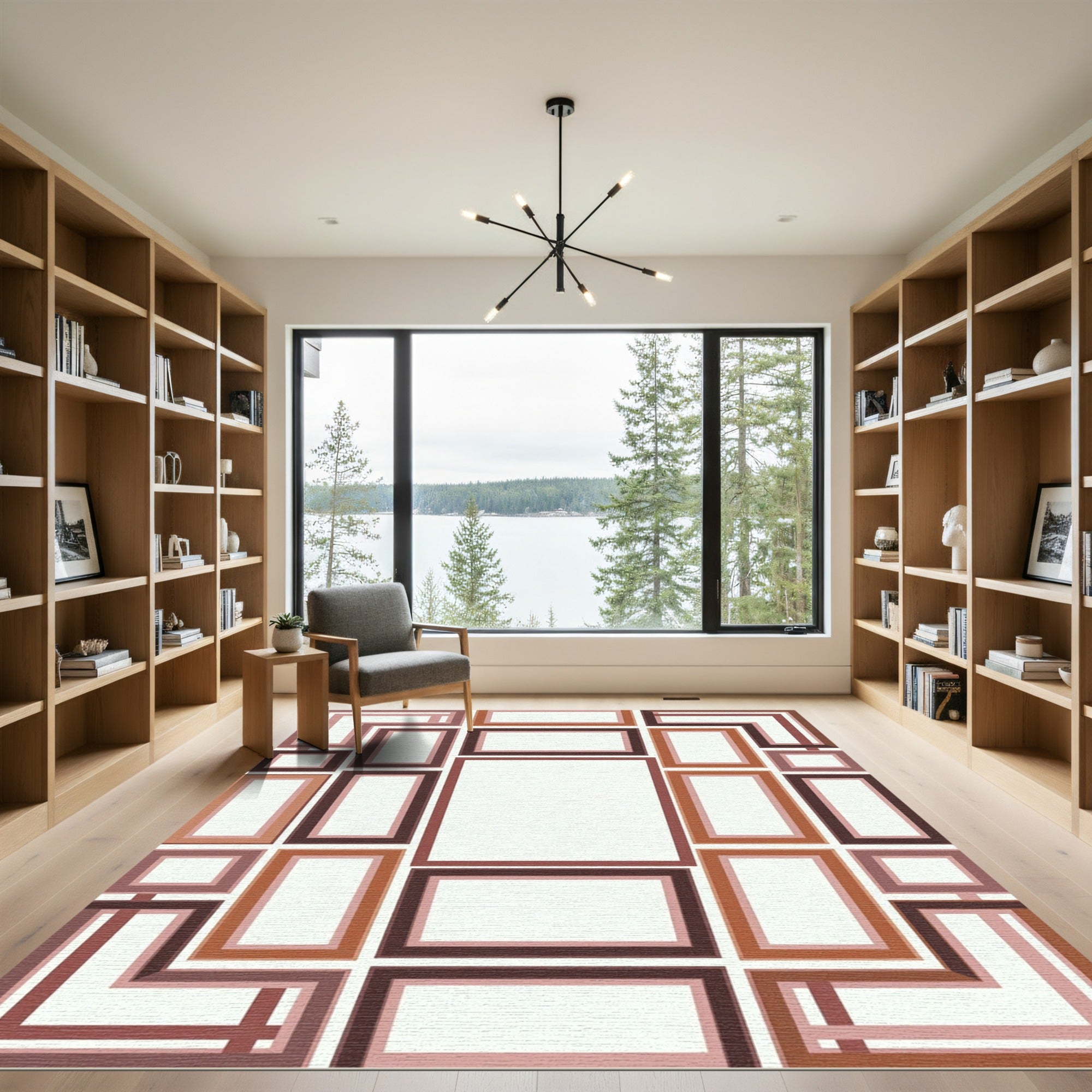 Terracotta Muted Rectangular Layered Composition Rug