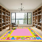 Whimsical Alphabet Animal Border Rug