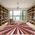 Retro Sunburst Pink Tan Lines Rug