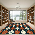 Amber Teal Diamond Interlocking Grid Rug