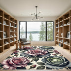 Blush Rose and Sage Botanical Garden Rug
